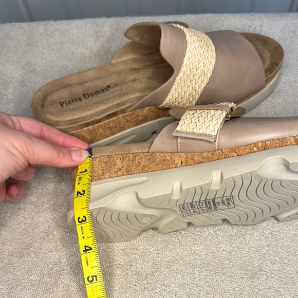 NIB Pierre Dumas Cream Mules with Woven Strap and Heeled Sole - Picture 7 of 10